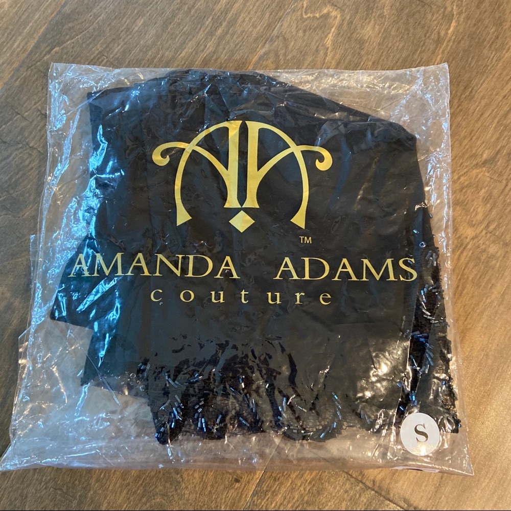 Amanda Adams Couture Beaded Black Halter Top L - Picture 10 of 11